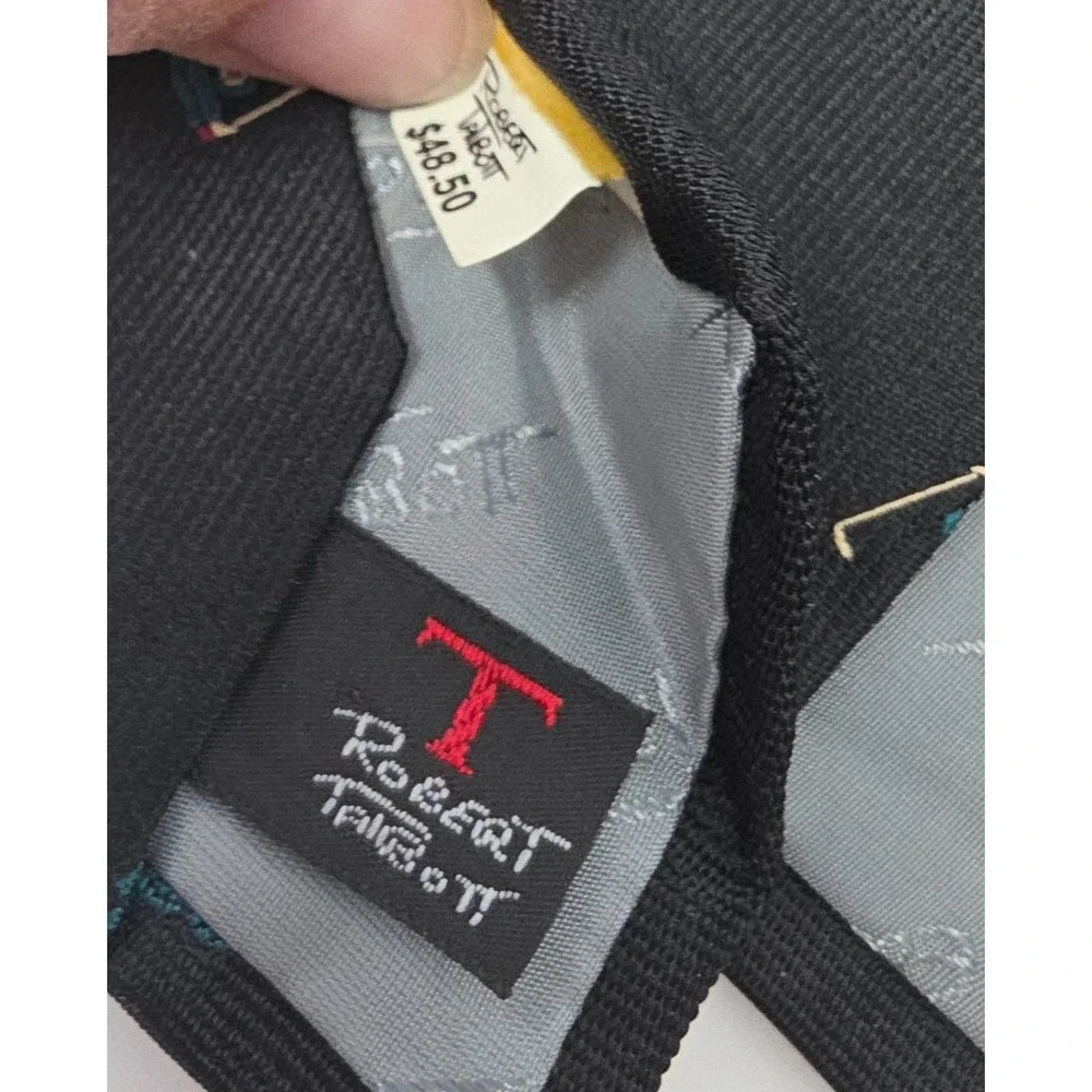 Robert Talbott Necktie Mens OS Black Golfer Silk Hand Sewn Made in‎ USA MacNeil